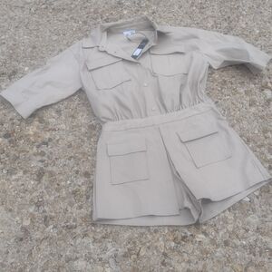 Fashion Nova Tan Button-Up Jacket